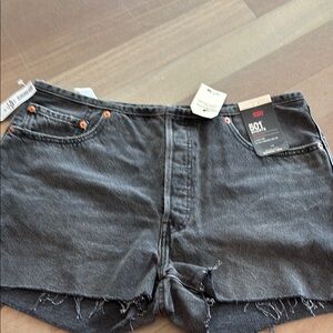 Levi's Black Jean Shorts High-Waisted Distressed